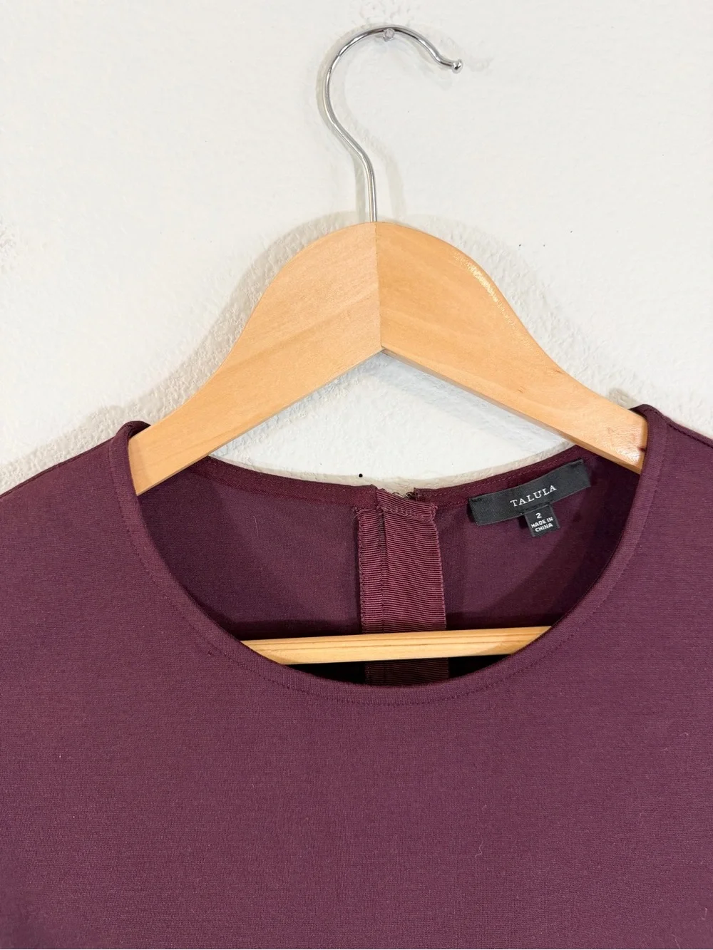 Aritzia Talula Wine Purple Fit & Flare Dress Size 2 Long Sleeve Ponte Knit